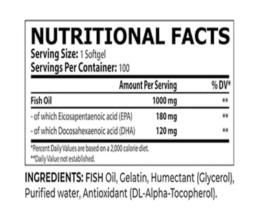 OMEGA 3 FISH OIL 1000MG 100 SOFTGELS BY CORE CHAMPS