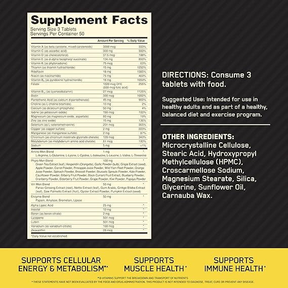 ON Optimum Nutrition Opti-Men Multivitamin for Active Men – 150 Tablets (50 Servings)