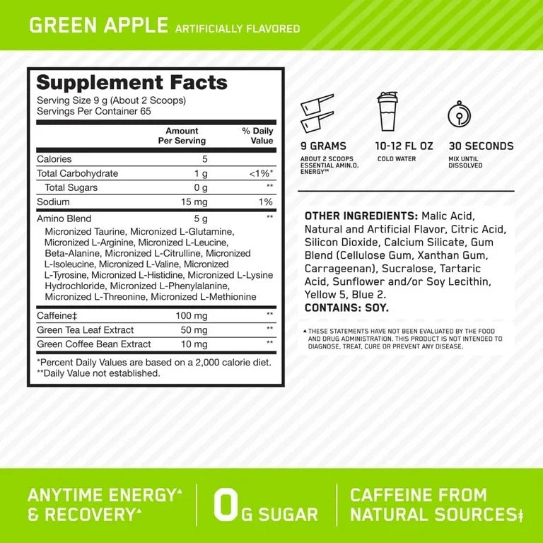 Optimum Nutrition Essential Amino Energy – Blueberry Lemonade (270g | 30 Servings)