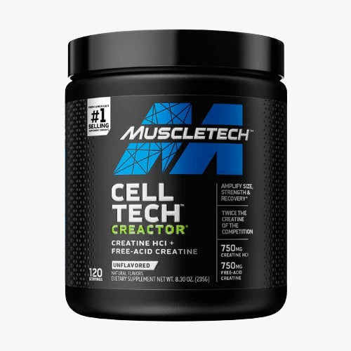 MuscleTech Cell-Tech Creactor – Creatine HCl + Free-Acid Creatine, Unflavored (120 Servings)