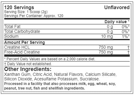 MuscleTech Cell-Tech Creactor – Creatine HCl + Free-Acid Creatine, Unflavored (120 Servings)