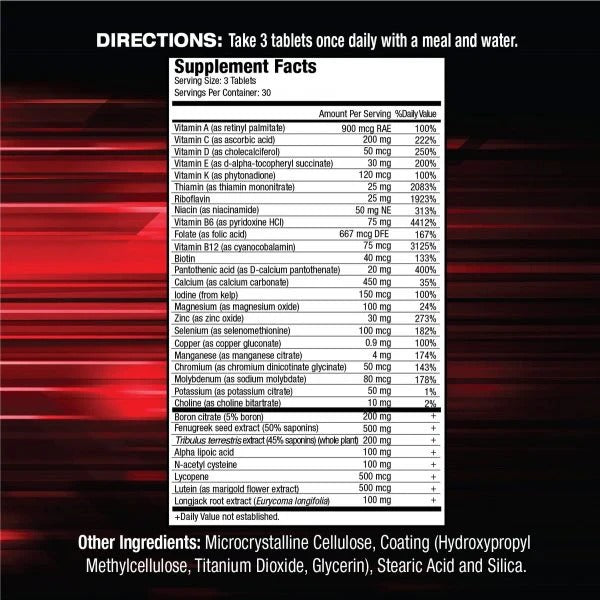 MuscleMeds Vitamin T – Testosterone Boosting Multi-Vitamin for Men | 90 Tablets (30 Servings)