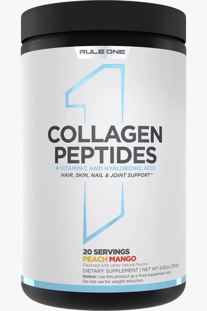 Rule One R1 Collagen Peptides + Vitamin C & Hyaluronic Acid – Peach Mango (250g / 20 Servings)