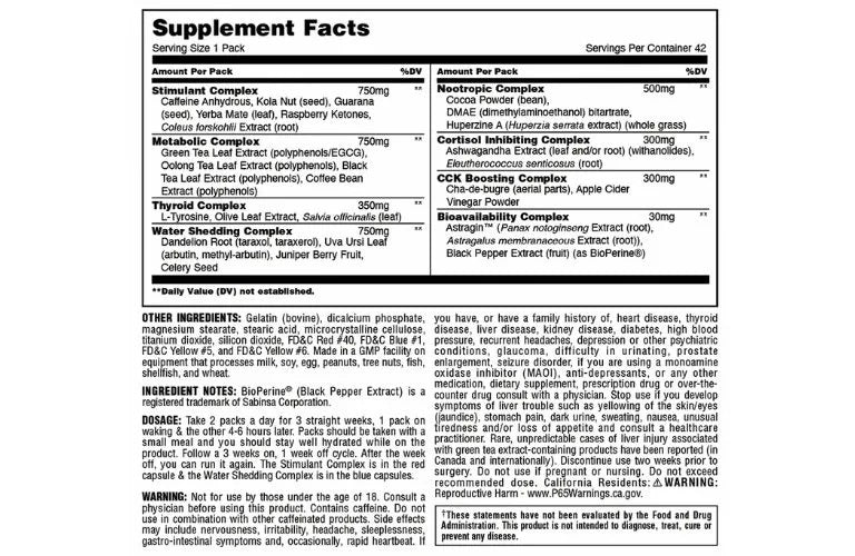 Universal Nutrition Animal Cuts – Advanced Fat Burner (42 Packs)