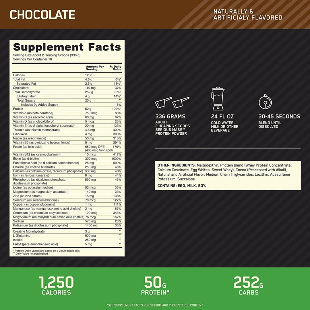 Optimum Nutrition Serious Mass - Chocolate (12 lbs)